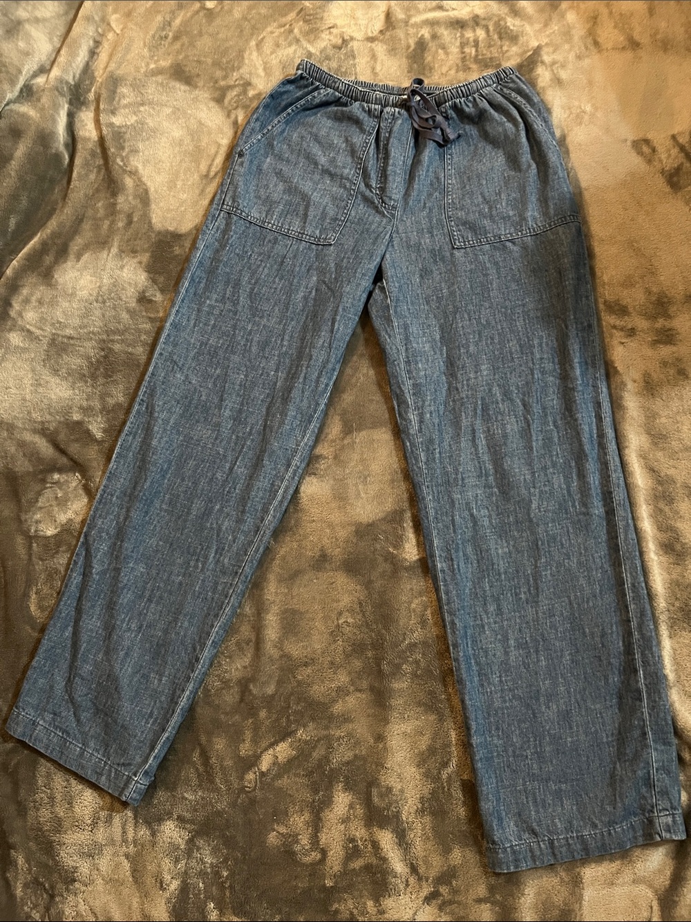 L.L. Bean Women's Wide-Leg Drawstring Jeans in Denim Blue